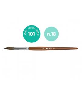 Milan 101 Pack de 6 Pinceles Escolares Redondos Numero 18 - Bolsa con Colgador - Pelo de Cabra y Sintetico - Color Madera Oscuro