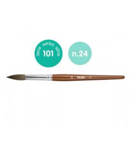 Milan 101 Pack de 3 Pinceles Escolares Redondos Numero 24 - Bolsa con Colgador - Pelo de Cabra y Sintetico - Color Madera Oscuro