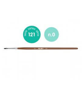 Milan 121 Pack de 12 Pinceles Escolares Planos Numero 0 - Bolsa con Colgador - Pelo de Cabra y Sintetico - Color Madera Oscuro