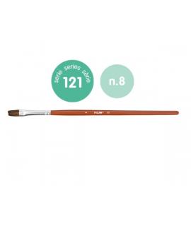 Milan 121 Pack de 6 Pinceles Escolares Planos Numero 8 - Bolsa con Colgador - Pelo de Cabra y Sintetico - Color Madera Oscuro