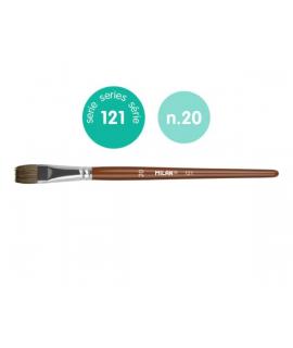 Milan 121 Pack de 3 Pinceles Escolares Planos Numero 20 - Bolsa con Colgador - Pelo de Cabra y Sintetico - Color Madera Oscuro