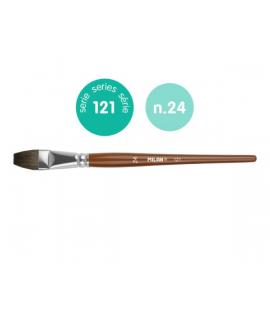 Milan 121 Pack de 3 Pinceles Escolares Planos Numero 24 - Bolsa con Colgador - Pelo de Cabra y Sintetico - Color Madera Oscuro