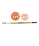 Milan 524 Pack de 6 Pinceles Planos Numero 12 - Bolsa con Colgador - Cerda Natural - Mango Corto - Color Madera Claro