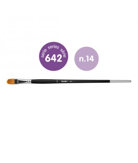 Milan 612 Premium Synthetic Pack de 3 Pinceles Lengua de Gato Numero 14 - Bolsa con Colgador - Pelo Sintetico - Mango Largo - Co