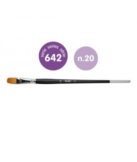 Milan 612 Premium Synthetic Pack de 4 Pinceles Lengua de Gato Numero 20 - Bolsa con Colgador - Pelo Sintetico - Mango Largo - Co