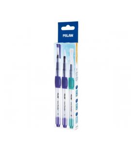 Milan Pack de 3 Pinceles con Deposito de Agua - Recargable - Surtidos - Color Azul