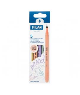Milan Sway Fineliner Pack de 5 Rotuladores Punta Fina Sway Pastel Fineliner 0.4mm - Tinta al Agua - Punta Fina 0.4mm - Colores S