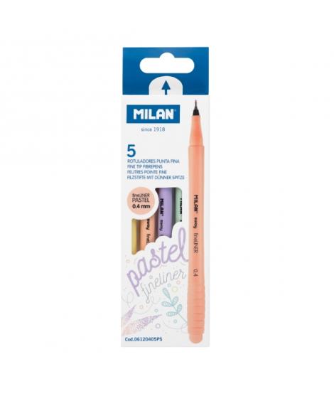 Milan Sway Fineliner Pack de 5 Rotuladores Punta Fina Sway Pastel Fineliner 0.4mm - Tinta al Agua - Punta Fina 0.4mm - Colores S