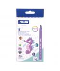 Milan Pack de 8 Rotuladores - Tinta al Agua - Punta Conica de 5mm - Colores Pastel Surtidos
