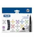 Milan Pack de 6 Rotuladores Punta Pincel Colores Metalizados - Tinta al Agua - Punta de Pincel 0.5 a 6mm - Colores Surtidos
