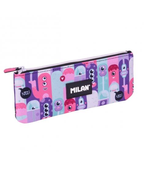 Milan Aliens 2 Estuche Portatodo Plano - Compacto - Cierre de Cremallera - 23x9x1.5cm - Color Rosa