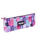 Milan Aliens 2 Estuche Portatodo Plano - Compacto - Cierre de Cremallera - 23x9x1.5cm - Color Rosa