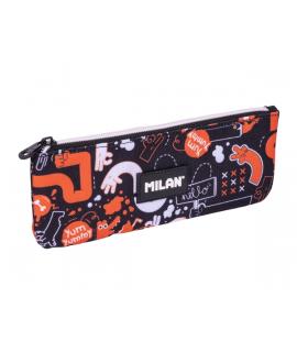 Milan Fingers Estuche Portatodo Plano - Compacto - Cierre de Cremallera - 23x9x1.5cm - Color Naranja