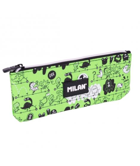 Milan Tandem 2 Estuche Portatodo Plano - Compacto - Cierre de Cremallera - 23x9x1.5cm - Color Verde