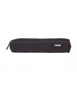 Milan Shadow Mini Estuche Portatodo - Redondo - Cierre de Cremallera - 20.5x4.5x5cm - Color Negro