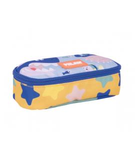 Milan Blue Odyssey Estuche Portatodo - Ovalado - Cierre con Cremallera - Malla Interior - 20.5x9x5.5cm - Multicolor