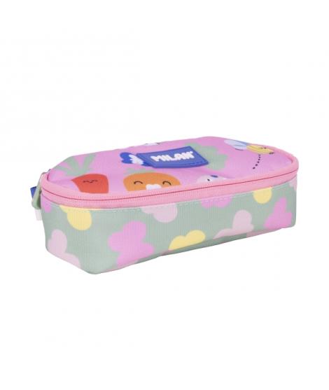 Milan Green and Grow Estuche Portatodo - Ovalado - Cierre con Cremallera - Malla Interior - 20.5x9x5.5cm - Multicolor