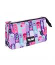 Milan Aliens 2 Estuche Portatodo - 5 Compartimentos - 22x12x4cm - Color Rosa