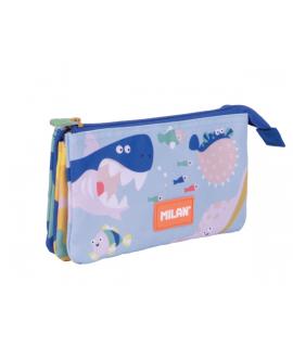 Milan Blue Odyssey Estuche Portatodo - 5 Compartimentos - 22x12x4cm - Multicolor