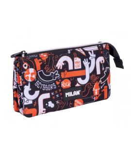 Milan Fingers Estuche Portatodo - 5 Compartimentos - 22x12x4cm - Color Naranja