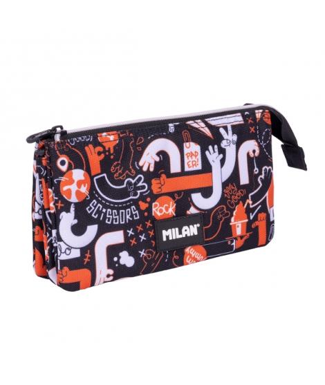Milan Fingers Estuche Portatodo - 5 Compartimentos - 22x12x4cm - Color Naranja