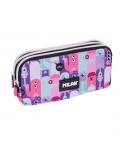 Milan Aliens 2 Estuche Portatodo - Cremallera - 3 Compartimentos - 22x11x6.5cm - Color Rosa