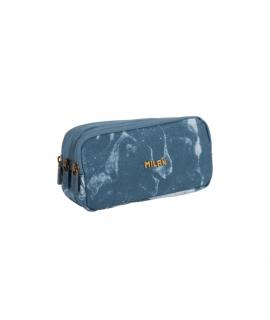 Milan Lava Estuche Portatodo - Cremallera - 3 Compartimentos - 22x11x6.5cm - Color Azul