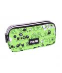 Milan Tandem 2 Estuche Portatodo - Cremallera - 3 Compartimentos - 22x11x6.5cm - Color Verde