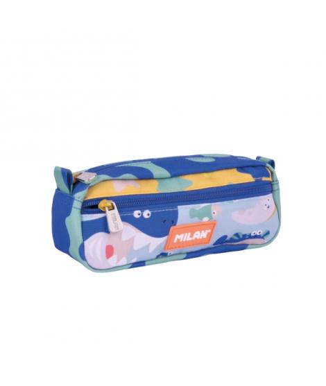 Milan Blue Odyssey Estuche Portatodo - Rectangular - 2 Cremalleras - 21x8.5x6.1cm - Multicolor