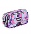 Milan Aliens 2 Estuche Portatodo con Solapa - Cremallera - 4 Compartimentos - 13x24x10cm - Color Rosa