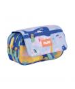 Milan Blue Odyssey Estuche Portatodo con Solapa - Cremallera - 4 Compartimentos - 13x24x10cm - Multicolor