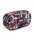 Milan Fingers Estuche Portatodo con Solapa - Cremallera - 4 Compartimentos - 13x24x10cm - Color Naranja