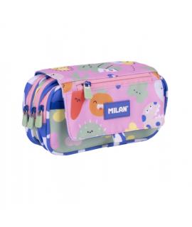 Milan Green and Grow Estuche Portatodo con Solapa - Cremallera - 4 Compartimentos - 13x24x10cm - Multicolor