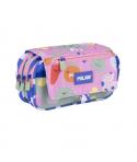 Milan Green and Grow Estuche Portatodo con Solapa - Cremallera - 4 Compartimentos - 13x24x10cm - Multicolor