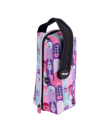 Milan Aliens 2 Pack de 4 Estuches con Goma de Borrar - Sacapuntas - Lapiz - 3 Boligrafos - Regla - 12 Lapices de Colores - 12 Ro