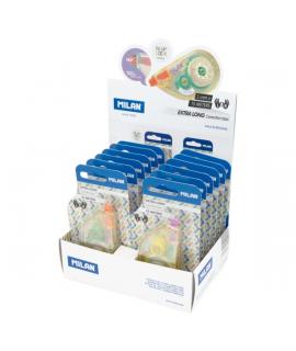 Milan New Look Expositor con 12 Blisters de Cinta Correctora - Presentacion en Blister - 5mm x 15m - Colores Surtidos
