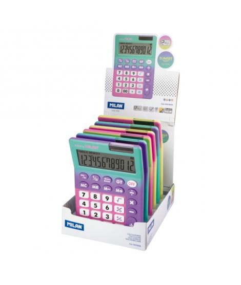 Milan Sunset Expositor con 6 Calculadoras - 12 Digitos - Colores Surtidos
