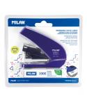 Milan Acid Energy Saving Grapadora Compacta - 1000 Grapas Incluidas - hasta 20 Hojas - Grapas 24/6 y 26/6 - Color Azul