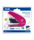 Milan Acid Energy Saving Grapadora Compacta - 1000 Grapas Incluidas - hasta 20 Hojas - Grapas 24/6 y 26/6 - Color Rosa