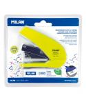 Milan Acid Energy Saving Grapadora Compacta - 1000 Grapas Incluidas - hasta 20 Hojas - Grapas 24/6 y 26/6 - Color Amarillo