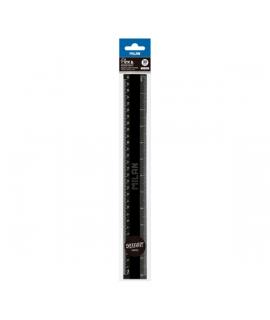 Milan Shadow Regla de 30cm - Plastico Rigido - Opaca - Centimetros y Pulgadas - Color Negro