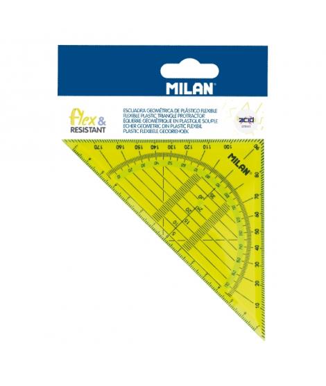 Milan Flex and Resistant Acid Escuadra Geometrica 14cm - Borde Biselado - Flexible - Translucido - Color Rosa