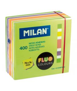 Milan Fluo Pack de 400 Notas Adhesivas - Colores Neon - 76x76mm - Color Verde