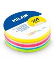 Milan Pack de 250 Notas Adhesivas - Colores Neon - Redondas - 67mm - Colores Surtidos