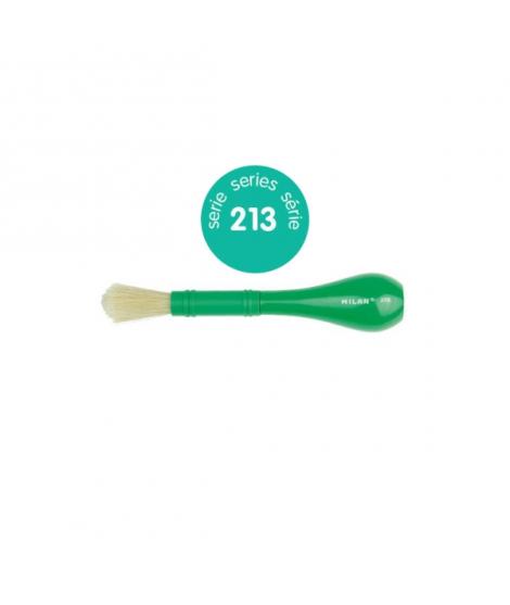 Milan 213 Pincel para Cola y Tempera - Cerda Natural Gruesa - Facil Agarre - Mango de Plastico Corto - Color Verde