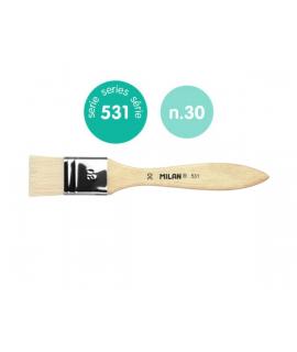 Milan 531 Paletina para Barnices y Oleo de 30mm - Cerda Natural - Mango Corto - Color Madera Claro