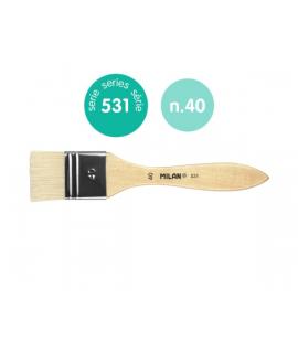 Milan 531 Paletina para Barnices y Oleo de 40mm - Cerda Natural - Mango Corto - Color Madera Claro