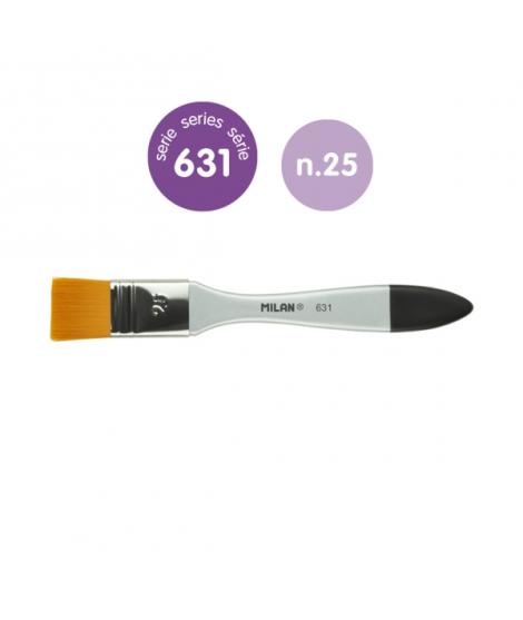 Milan 631 Premium Synthetic Paletina de 25mm - Pelo Sintetico - Mango de Madera Barnizada - Color Plata