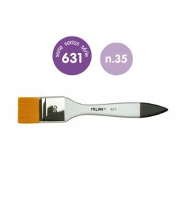 Milan 631 Premium Synthetic Paletina de 35mm - Pelo Sintetico - Mango de Madera Barnizada - Color Plata