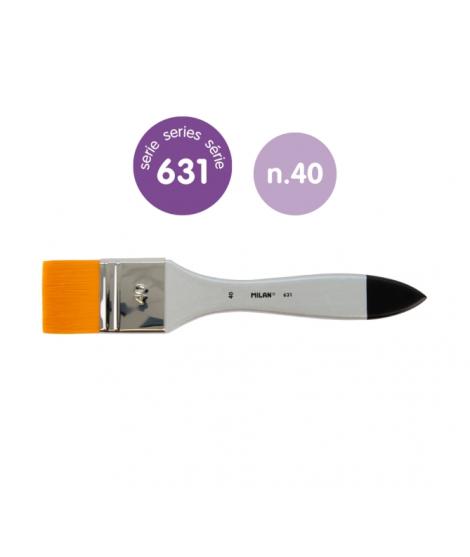 Milan 631 Premium Synthetic Paletina de 40mm - Pelo Sintetico - Mango de Madera Barnizada - Color Plata